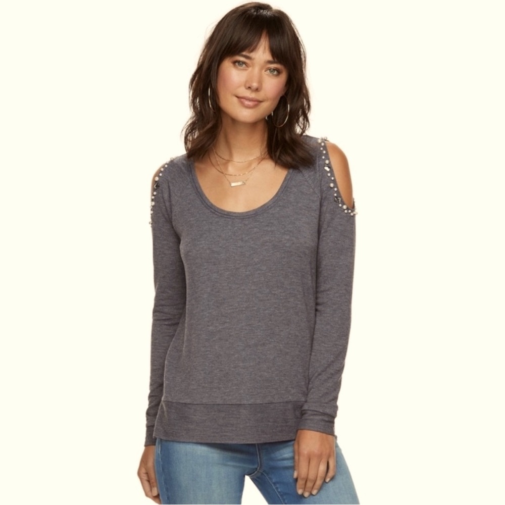 Juicy Couture | Pearl Rhinestone Sweatshirt Cold-Shoulder XL